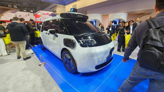 구글 웨이모 부스에 전시된 지커의 테스트용 차량. 김채빈 기자 @chaebi