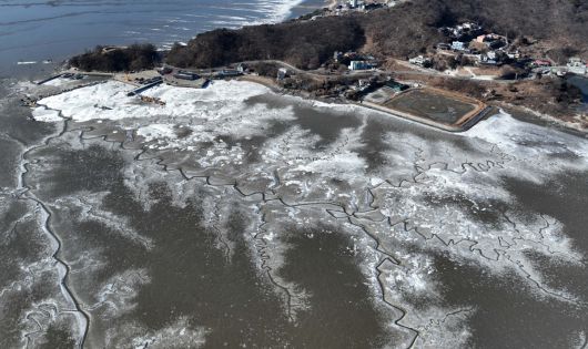 절기상 대한(大寒)이자 서울 아침 최저기온이 영하 13도를 기록하는 등 전국에 한파특보가 내려진 20일 인천 강화군 분오리항 앞바다가 얼어붙어 있다. 신태현 기자 holjjak@