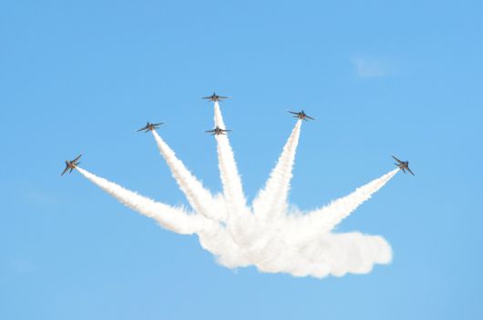 ▲세계 최고의 기량을 뽐내는 공군 블랙이글스팀이 올해 세종 조치원복숭아축제에서도 묘기비행을 선보인다. ⓒ세종시