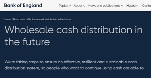 ▲현금 없는 사회 대응 방안 논의 내용을 올린 영국 중앙은행(영란은행). ⓒ영란은행