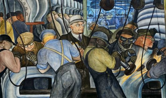 ▲ 리베라가 헨리 포드의 의뢰를 받아 미국 디트로이트 미술관에 그린 포드자동차 공장 벽화들 ⓒ손호철