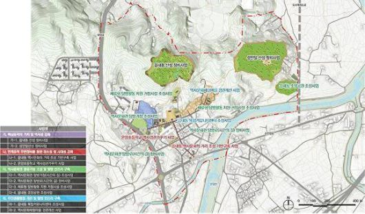 ▲정비 범위에는 읍내동 산성을 비롯해 읍내동 당간지주, 온주아문·관아, 온양향교 등 연계 유적이 포함됐다 ⓒ아산시