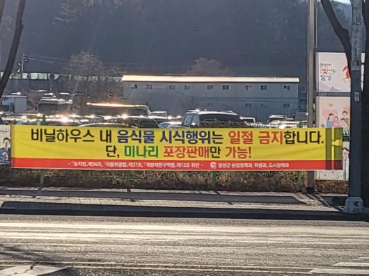 ▲미나리 하우스 영업 근절을 위한 현수막ⓒ달성군 제공