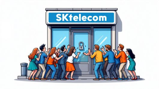 유심 해킹 문제로 사실상 신규 영업이 중단된 SKT 상황을 묘사한 생성형 AI 이미지 [사진: Reve AI]