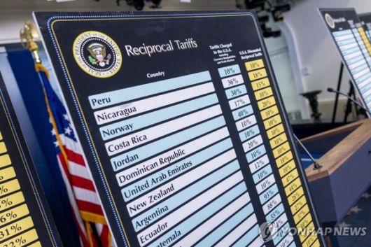 지난 4월 미국 정부가 발표한 국가별 상호관세율 [사진: 연합뉴스]