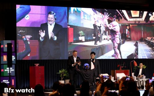 테드 서랜도스 넷플릭스 공동 최고 경영책임자가 22일 오전 서울 종로구 포시즌스호텔에서 '넷플릭스와 한국 콘텐츠 이야기' 간담회를 갖고 있다./사진=사진공동취재단