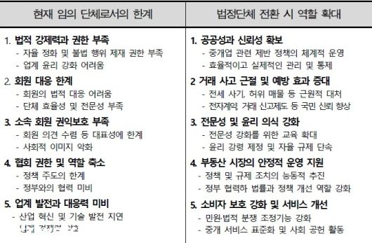 공인중개사협회 임의단체로서의 한계/자료=공인중개사협회
