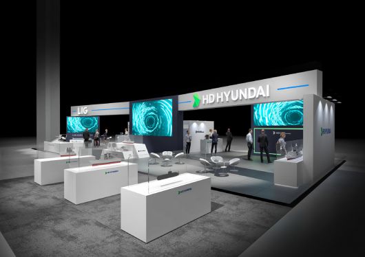 페루 리마에서 열린 방산전시회에 마련된 HD현대중공업 부스 전경. /사진=HD현대중공업 제공