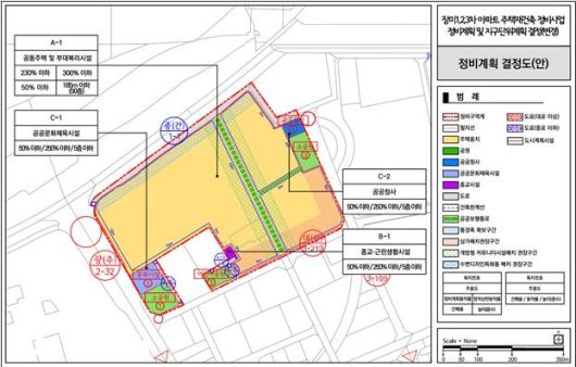 서울 송파구 신천동 장미1·2·3차아파트 정비계획 결정도(안)/자료=서울시