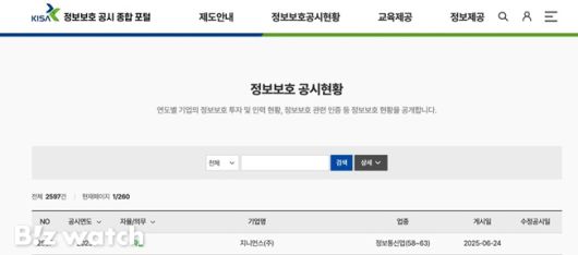 정보보호 공시 포털./사진=홈페이지 갈무리
