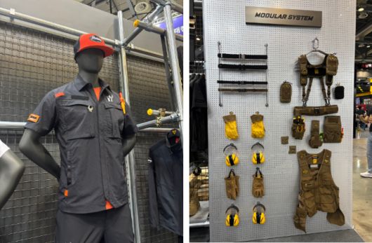 코오롱FnC 볼디스트의 스크래치 프리 디자인 작업복(왼쪽)과 모듈라 시스템(오른쪽). / 사진=코오롱인더스트리 FnC부문