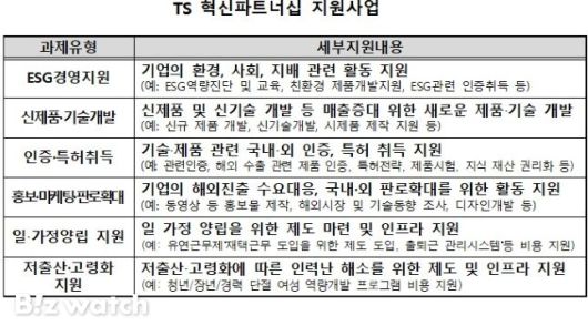 TS 혁신파트너십 지원사업 세부내용/자료=TS 제공