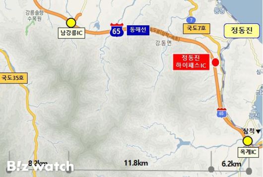 동해고속도로 정동진IC 위치도/자료=한국도로공사 제공