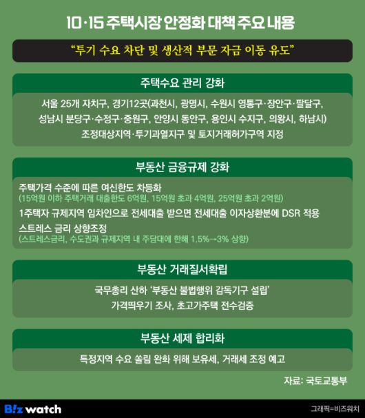 10·15 주택시장 안정화 대책 주요 내용./그래픽=비즈워치