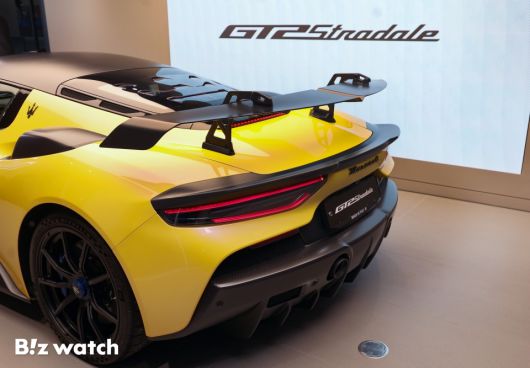 마세라티(Maserati)가 22일 판교 전시장에서 고성능 슈퍼 스포츠카 'GT2 스트라달레(Stradale)'를 국내 공식 출시하고 있다./사진=이명근 기자 qwe123@