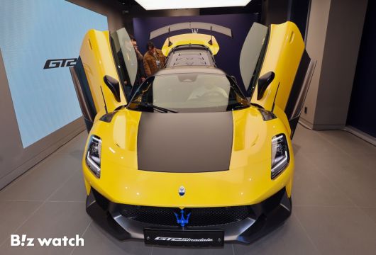 마세라티(Maserati)가 22일 판교 전시장에서 고성능 슈퍼 스포츠카 'GT2 스트라달레(Stradale)'를 국내 공식 출시하고 있다./사진=이명근 기자 qwe123@
