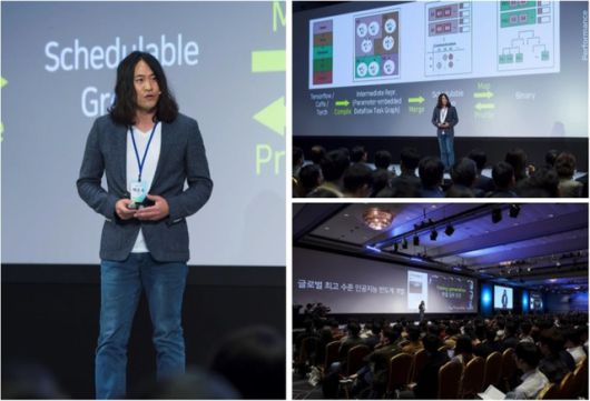 [서울=뉴시스] 퓨리오사AI 백준호 대표가 2021년 네이버 개발자 콘퍼런스 '데뷰'서 발표한 모습 (사진=네이버 제공)