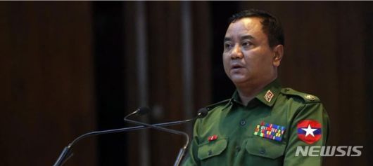 [서울=뉴시스]미얀마 군사정권 조 민 툰 대변인. (사진 = 이라와디 제공) 2021.09.08.