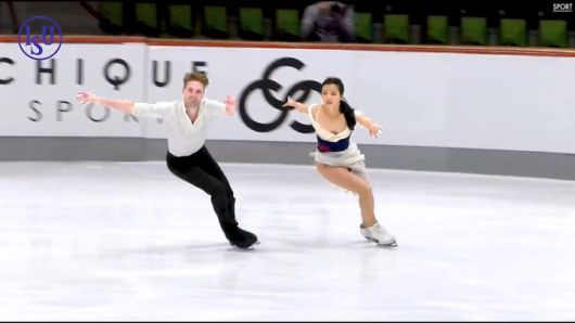 [서울=뉴시스] 연기 펼치는 민유라와 대니얼 이튼. (사진 = ISU 유튜브 중계 캡처) *재판매 및 DB 금지