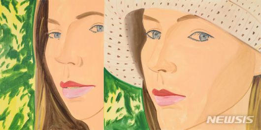[서울=뉴시스]Alex Katz 밀짚 모자 2, 2021 Oil on linen 121.9 x 243.8 cm (48 x 96 in),Courtesy Thaddaeus Ropac gallery London ?Paris ? Salzburg ? Seoul. Photo: Paul Takeuch