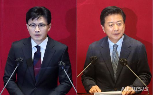 [서울=뉴시스] 추상철 기자 = 지난달 28일 오후 서울 여의도 국회에서 열린 '제401회 국회(임시회) 제4차 본회의'에서 한동훈(왼쪽 사진) 법무부 장관이 노웅래 의원에 대한 체포동의안 이유설명을, 노웅래 의원이 체포동의안에 대한 신상발언을 각각 하고 있다. 2022.12.28. scchoo@newsis.com