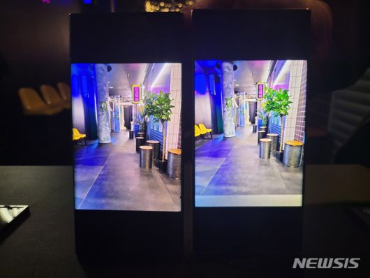 [샌프란시스코=뉴시스]갤럭시노트20 울트라(왼쪽)와 갤럭시 S23 울트라로 '나이토그래피' 기능을 활용해 어두운 환경에서 사진을 촬영한 모습. (사진=윤현성 기자)