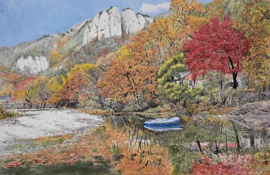 주왕산의 가을-바람과 햇살 , 그 눈부심, 92x62cm,수묵담채 *재판매 및 DB 금지