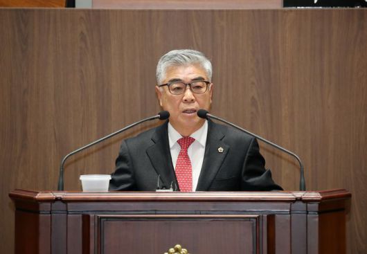 [홍성=뉴시스] 충남도의회 유성재 의원 본회의 발언 모습.  *재판매 및 DB 금지