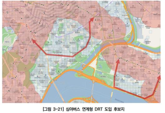 [서울=뉴시스]심야버스 연계형 DRT 도입 후보지. 2024.03.27. (사진=서울연구원 제공)  *재판매 및 DB 금지