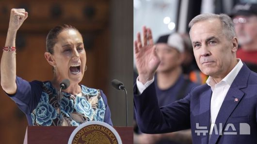 [멕시코시티·위니펙=AP/뉴시스] 클라우디아 셰인바움 멕시코 대통령(왼쪽)과 마크 카니 캐나다 총리 (사진=뉴시스DB) 2025.04.02.