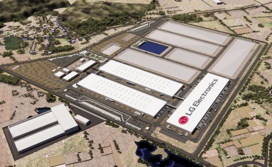 [서울=뉴시스]LG전자는 8일(현지시간) 인도 안드라프라데시주(州) 스리시티(Sri City)의 가전공장 건설 현장에서 착공식을 연다. 사진은 스리시티 공장 조감도. (사진 = 업체 제공) 2025.05.08. photo@newsis.com  *재판매 및 DB 금지