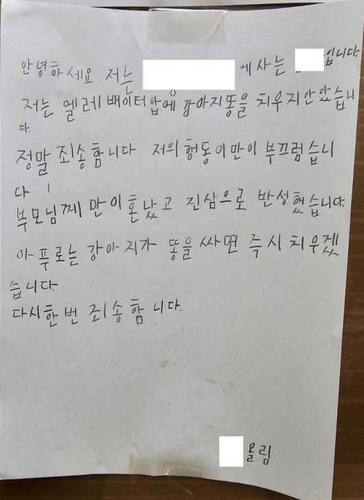 [서울=뉴시스] 아이의 사과문. (사진=온라인 커뮤니티 갈무리) 2025.05.12. photo@newsis.com *재판매 및 DB 금지