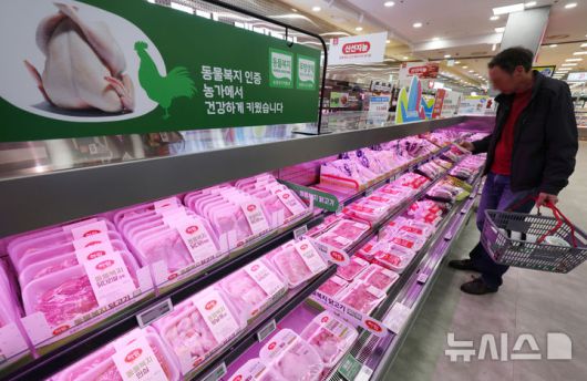 [서울=뉴시스] 조수정 기자 = 25일 서울 시내 한 마트에서 소비자들이 닭고기를 고르고 있다. 2025.05.25. chocrystal@newsis.com