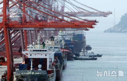 [부산=뉴시스] 하경민 기자 = 부산 남구 신선대부두에 컨테이너선이 접안하고 있다. 2025.06.01. yulnetphoto@newsis.com