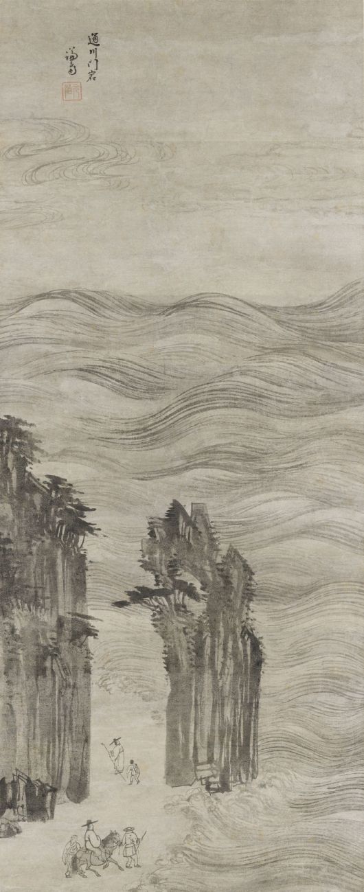 통천문암 通川門岩 Munam Rocks in Tongcheon 정선 조선, 18세기 중엽 종이에 수묵 131.8 × 53.8 cm 간송미술문화재단 *재판매 및 DB 금지