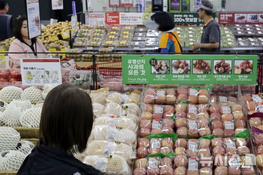 [서울=뉴시스] 최동준 기자 = 서울 시내 대형마트 내 과일 매대 모습. 2025.06.04. photocdj@newsis.com