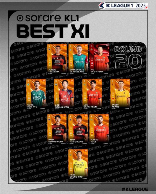 [서울=뉴시스] 하나은행 K리그1 2025 20라운드 베스트11. (사진=한국프로축구연맹 제공) *재판매 및 DB 금지