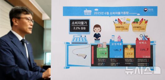 [세종=뉴시스] 강종민 기자 = 박병선 통계청 물가동향과장이 2일 세종시 정부세종청사에서 2025년 6월 소비자물가동향을 발표하고 있다.  지난달 소비자물가지수는 전년 동월 대비 2.2% 상승한 것으로 나타났다.2024.07.02. ppkjm@newsis.com