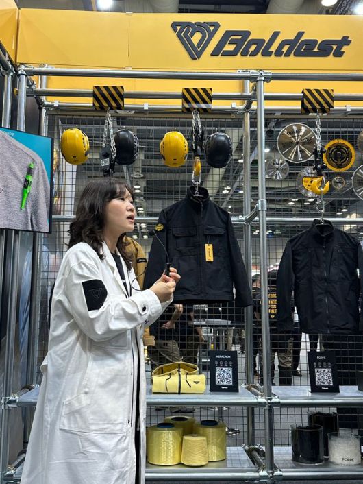 7일 오전 경기도 고양시 일산서구 킨텍스 '2025 스마트안전보건박람회(국제안전보건전시회, KISS)'에서 열린 볼디스트 기자간담회에서 김정희 디자인 실장이 발언하고 있다.  *재판매 및 DB 금지