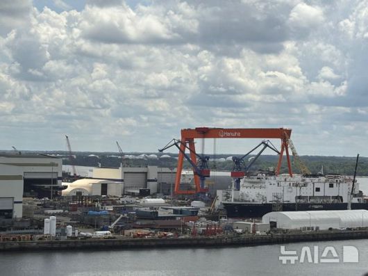 [필라델피아=뉴시스]이윤희 특파원 = 지난 16일(현지 시간) 미국 펜실베이니아주 필라델피아 한화 필리조선소의 모습. 2025.07.20.