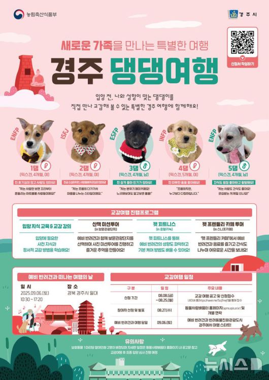 경주 '댕댕여행' 신청자 모집 포스터