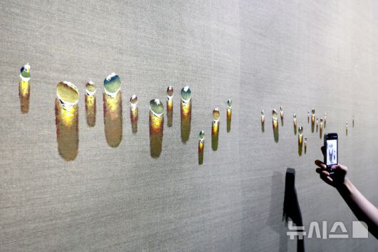 [서울=뉴시스] 박진희 기자 = 국립현대미술관(MMCA)은 한국현대미술 대표 작가인 김창열의 첫 대규모 회고전 '김창열' 언론공개회를 21일 서울 종로구 국립현대미술관 서울에서 갖고 작가의 대표작과 초기작을 선보이고 있다. 2025.08.21. pak7130@newsis.com