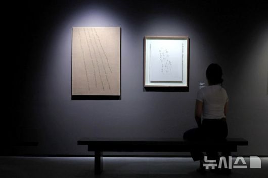 [서울=뉴시스] 박진희 기자 = 국립현대미술관(MMCA)은 한국현대미술 대표 작가인 김창열의 첫 대규모 회고전 '김창열' 언론공개회를 21일 서울 종로구 국립현대미술관 서울에서 갖고 작가의 대표작과 초기작을 선보이고 있다. 2025.08.21. pak7130@newsis.com