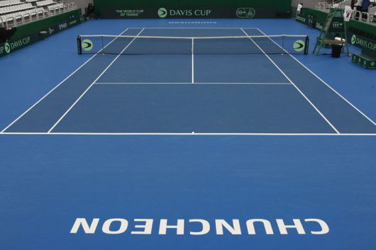 [서울=뉴시스] 비가 내리는 춘천 송암테니스장 센터코트. (사진=대한테니스협회 홈페이지 캡처) *재판매 및 DB 금지