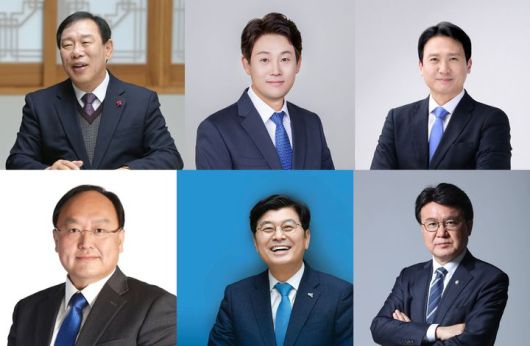 [세종=뉴시스] 송승화 기자 = (사진 위 왼쪽부터 시계방향)최민호, 고준일, 김수현, 조상호, 이춘희, 황운하. 2025.10.04. ssong1007@newsis.com *재판매 및 DB 금지