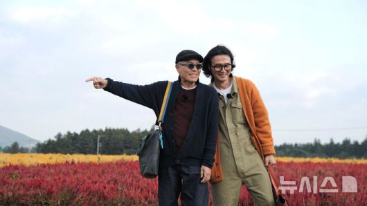 [제주=뉴시스] 인생샷 명소로 잘 알려진 서귀포시 표선면 보롬왓 메밀밭에서 TV CHOSUN 간판 교양 프로그램인 '식객 허영만의 백반기행' 촬영 모습. (사진=제주관광공사 제공) 2025.12.05. photo@newsis.com *재판매 및 DB 금지