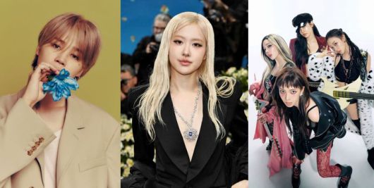 [서울=뉴시스] 왼쪽부터 그룹 '방탄소년단' 지민, '블랙핑크' 로제, 걸그룹 '에스파'. (사진=빅히트뮤직, 뉴시스DB, SM엔터테인먼트 제공) 2025.12.05. photo@newsis.com *재판매 및 DB 금지