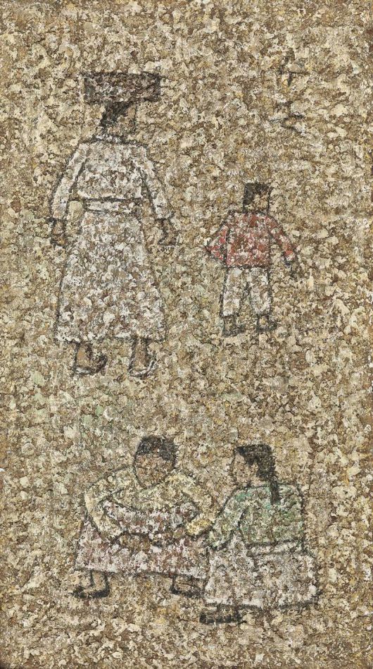 박수근 '거리', oil on hardboard, 29.6×17.5cm, 1960, 추정가 4억 8000만~8억원. *재판매 및 DB 금지