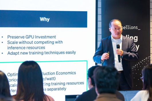 [서울=뉴시스] 지난 10월 리벨리온에 합류한 마샬 초이 최고사업책임자(CBO)가 리벨리온 미디어데이에서 발표하는 모습. (사진=리벨리온 제공) *재판매 및 DB 금지