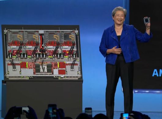 [라스베이거스=뉴시스]리사 수 AMD CEO가 베니션 호텔에서 열린 기조연설에서 차세대 AI 플랫폼 '헬리오스'를 소개하고 있다. (사진=AMD 유튜브) 2026.01.05. photo@newsis.com *재판매 및 DB 금지